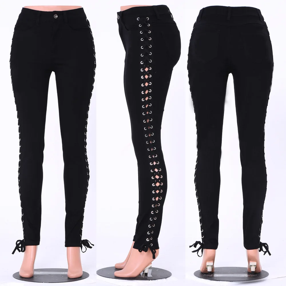 

Skinny style zipper fly straight Denim ankle length jeans for women