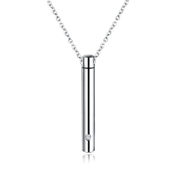 

American indian pet cylinder pendant necklace cremation jewelry silver, As picture