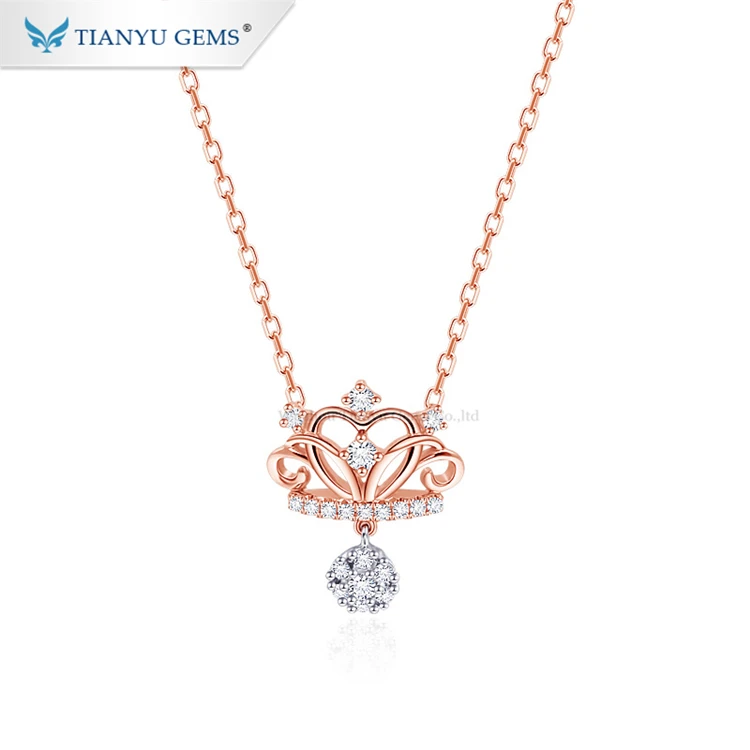 

Tianyu gems women fashion necklace 14k rose solid moissanite diamonds pendant necklace