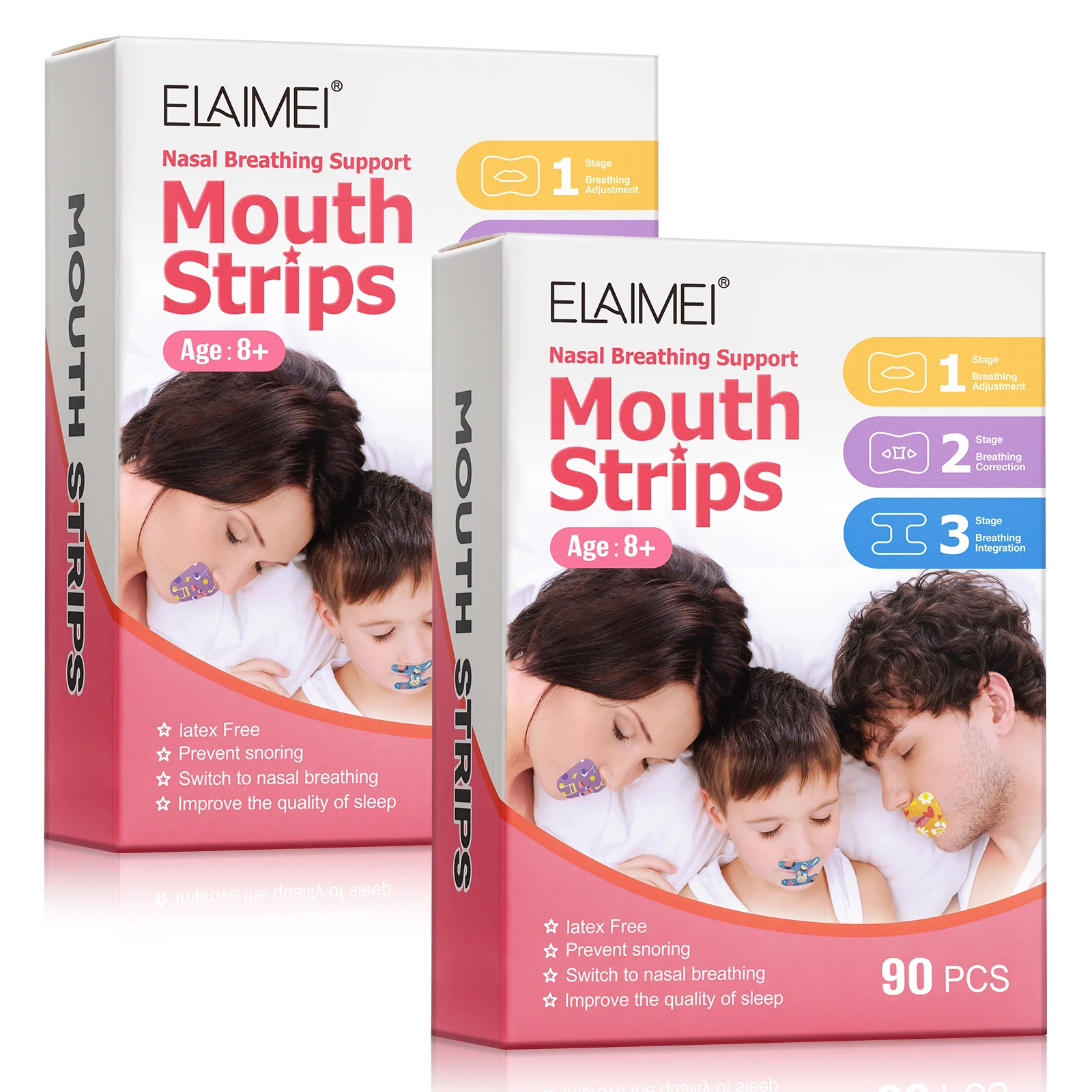 

ELAIMEI 90 Pcs Nasal Breathing Support Sleep Strips Improved Nighttime Sleeping Relieves Snoring Mouth Tape