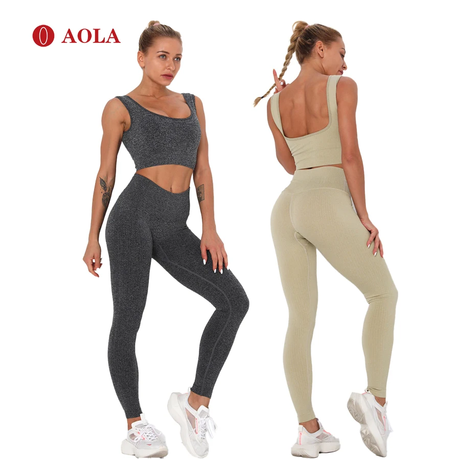 

AOLA Crop Top And Short Hoodie Women Cup Custom Jogger Logo High Waisted Ladies Bra Girls Yoga Set, Black/blue/pink