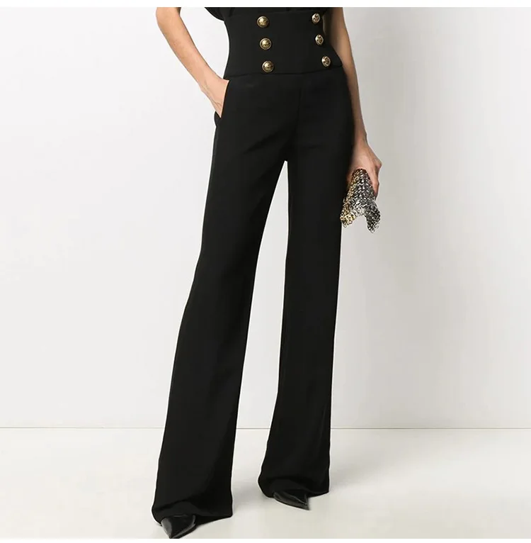 

hot style ins OL office ladies designer zip up high-waist drape long casual flare pant loose trouser wide leg pants women