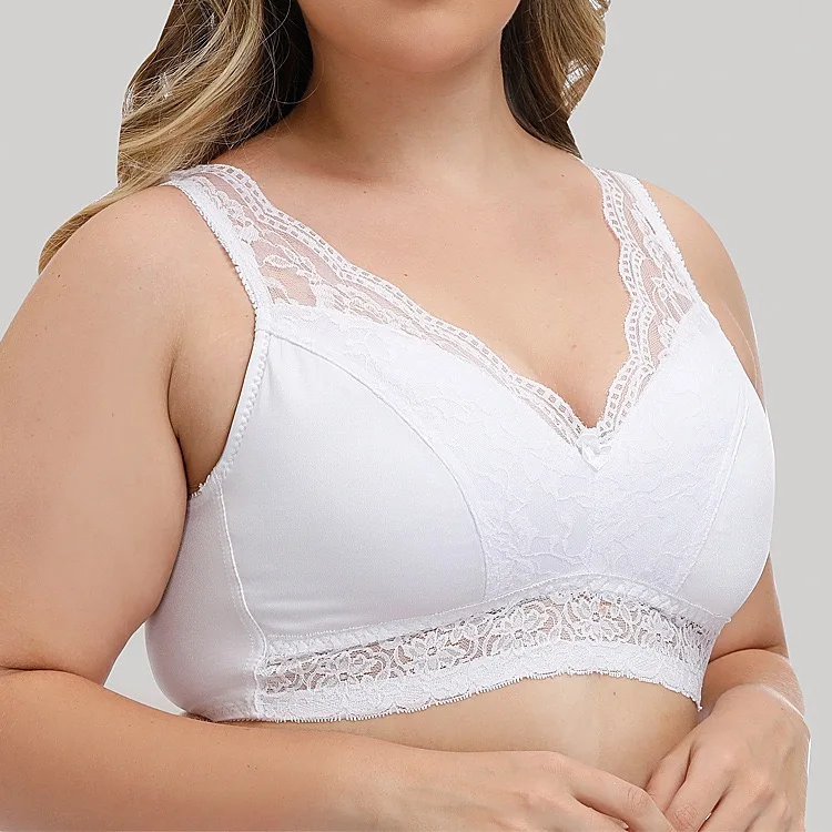 32d42f Big Cup Vest Bra Plus Size Wire Free Padded Lace Ladies Bra