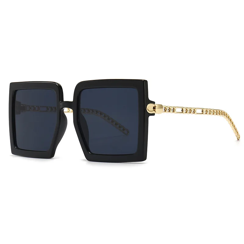 

Wholesale newest brand designer plastic big frame sun glasses shades women custom logo vintage chain sunglasses men UV400