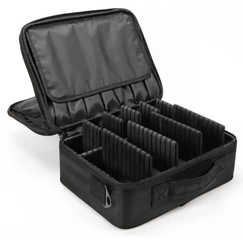 

Black Travel Makeup Train Case Makeup Cosmetic Case Organizer Portable with Adjustable Dividers for Brushes Toiletry Jewelry