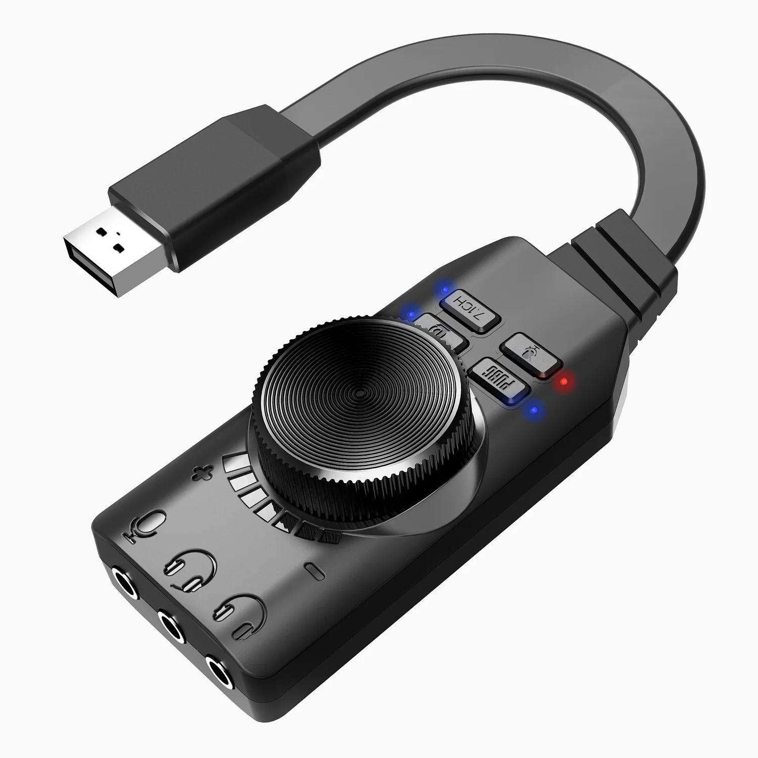 

Plextone GS3 Virtual 7.1 Channel USB Sound Card Adapter 3.5mm Headphone Audio Jack Stereo Sound Card Converter, Black