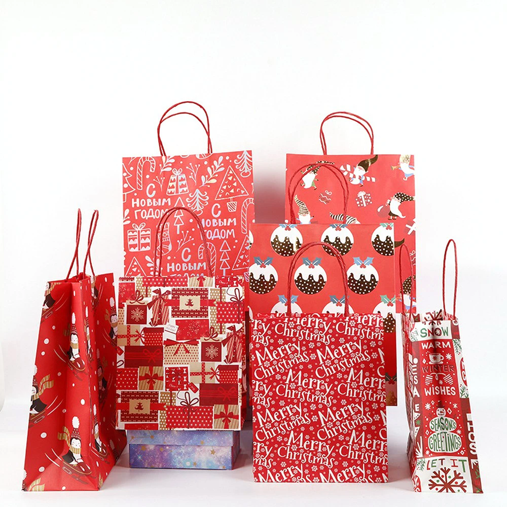 

Christmas Bags for Gifts Reusable Kraft Xmas Goody Wrapping Bags Christmas Decorations Paper Bags, Christmas prints