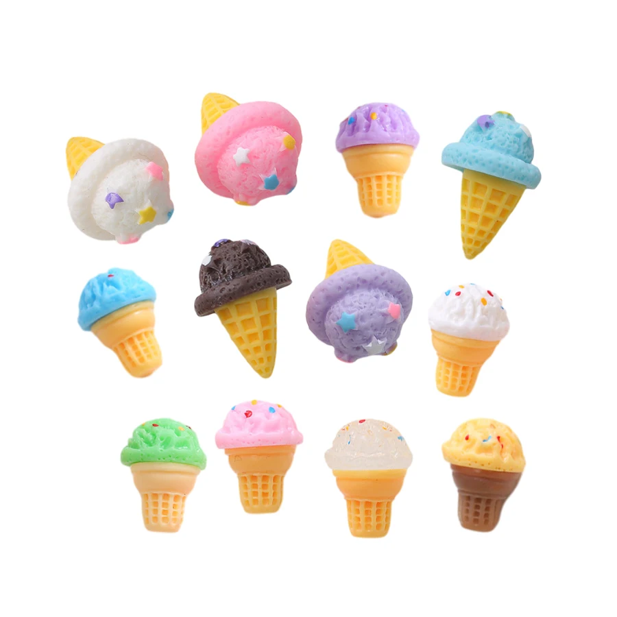 

hot sale new 3d miniature artificial ice cream cone resin cabochons for doll house