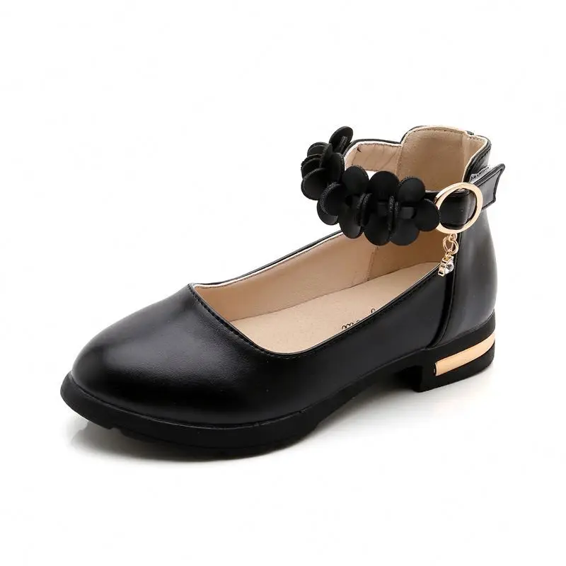 

Factory Custom Logo cheap black kids girl children casual leather school shoes for girl