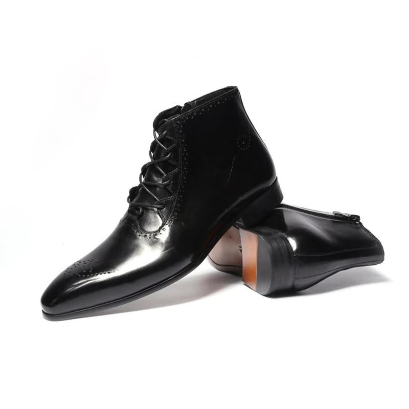 

Lace - up men winter fashion boots genuine leather made in china, Brown/black