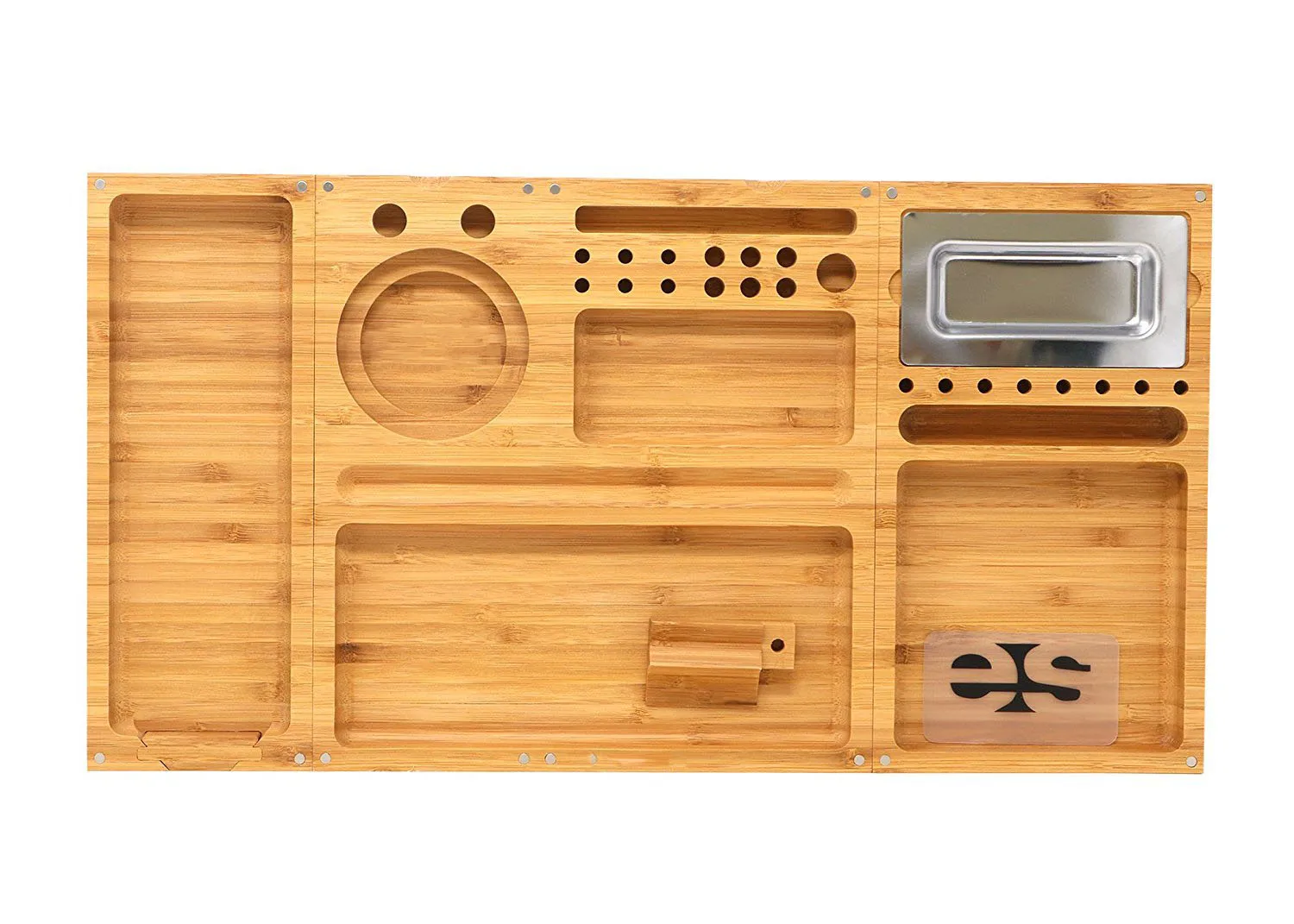 3 Dividers Premium Ecofriendly 100 Natural Wooden Bamboo Rolling Tray