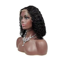 

Jerry Curl Lace Front Wig Natural Color Remy Brazilian Short Human Hair Curly Bob Wigs For Black Women
