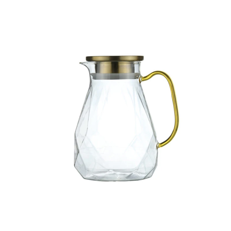 

1.6L Diamond Transparent Glass Teapot Set Hot Cold Water Jug Transparent Coffee Pot Home Water Kettle Heat-resistant Teapot Set