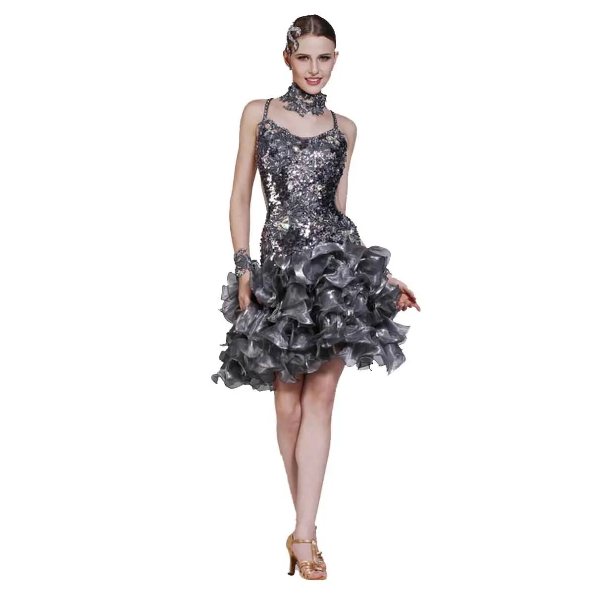 

L-13102 New sequins national standard Latin performance clothing performance competition dance dress for adults, Customer choice