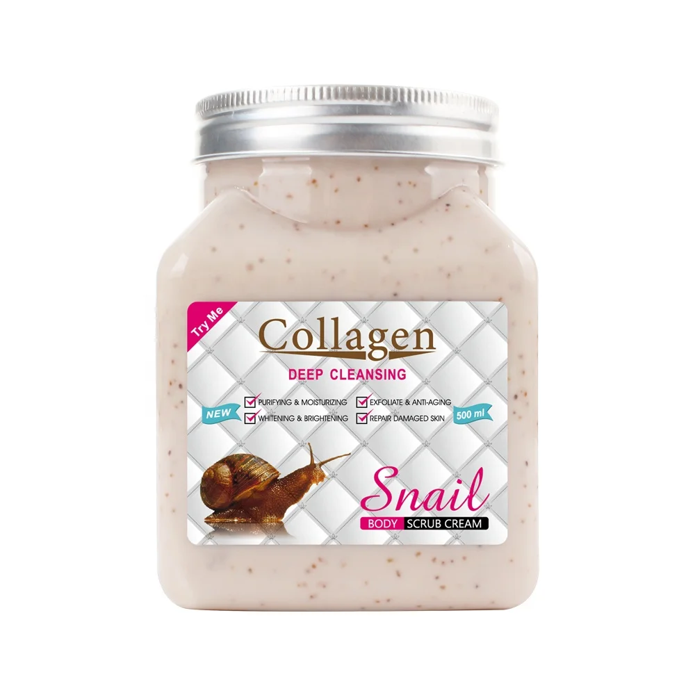 

Wholesale Private Label 500ml Snail Collagen Face Scrub Cream Skin Care Anti Aging Exfoliating Moisturizing Whitening Body Scrub