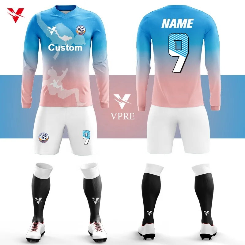 

Custom Cheap Long Sleeve Football Jersey Sets Breathable Soccer Wear Shirts Culb Team Soccer Uniform For Men WO-X1023