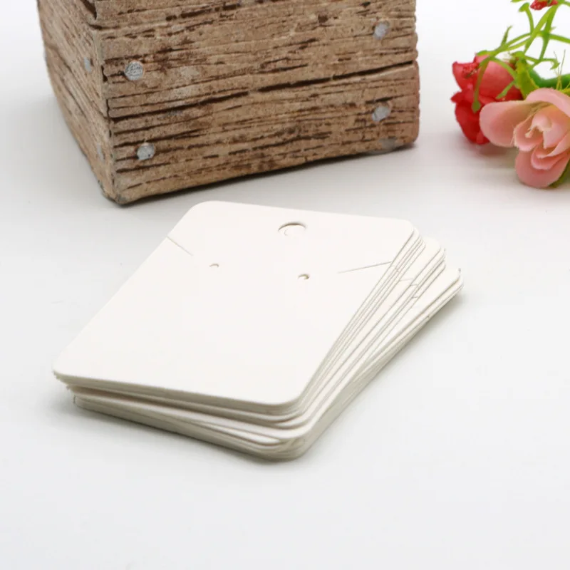 

5*7cm White Paper Earring Card with Three Holes Earring Hang Tag Jewelry Display Packing Card, As show