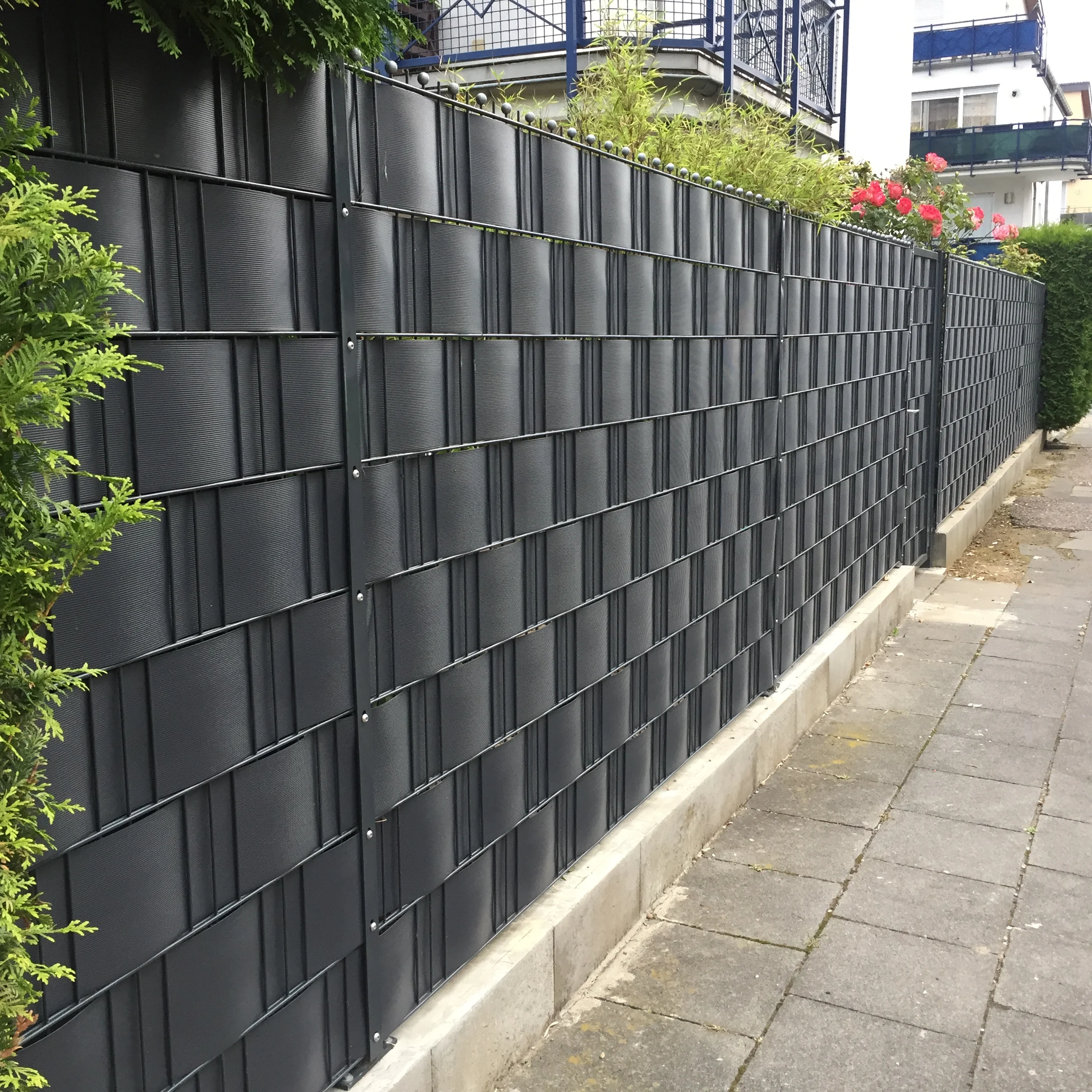 

100% UV resistance 19cm upvc privacy fence slat hard strip screen fence for decoration /Hart PVC Sichtschutzstreifen RAL7016, Ral7016,ral6005,ral7040,ral9010