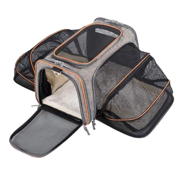

Airline Approved Expandable Portable Fleece Bedding & Safety Lock waterproof pet bag dog carrier, Customized
