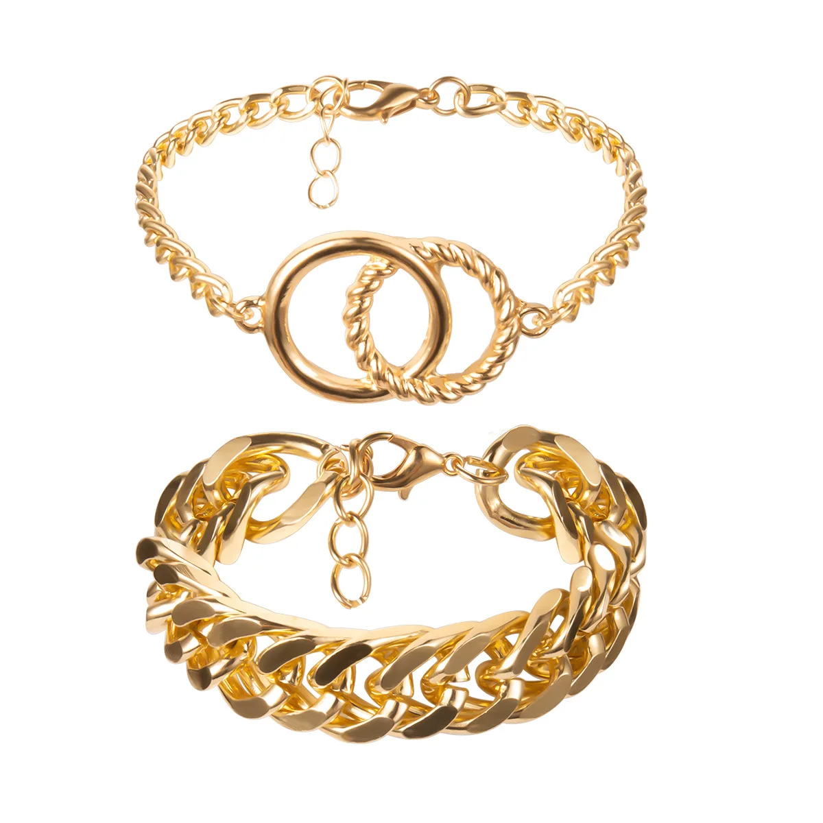 

Unique Mix Chunky Chain Bracelet Bangle Star Twisted Circle Bracelets Set Jewelry for Women Men, Picture shows