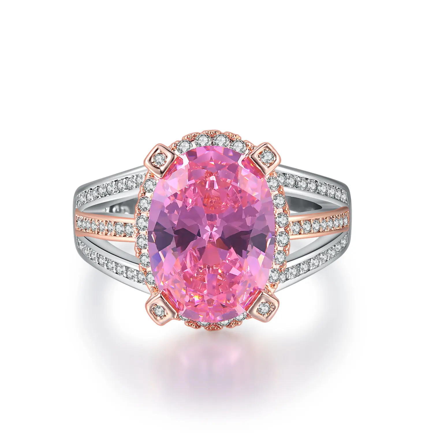 

Explosive dove egg zircon ring female two-tone electroplating ring jewelry ring, Available