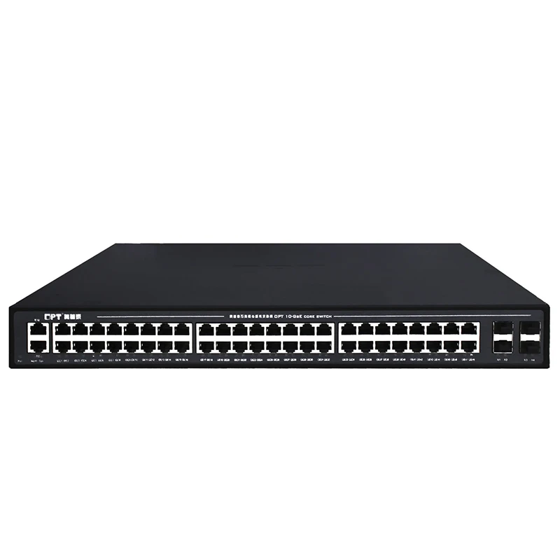 

OEM ODM 48 gigabit RJ45 port aggregation network switch with 4 10G SFP+ port, Black