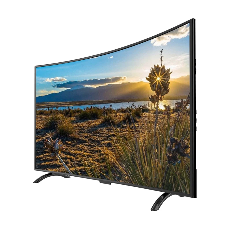 

70 inch bezel less curved screen smart LED LCD TV television QLED color HDTV 4K IDE remote controls, Black