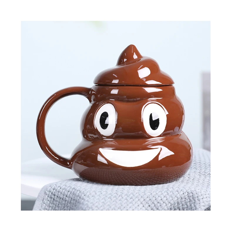 

Brown Color Funny Cartoon Poop Design Ceramic Milk Mug Porcelain Coffee Cup
