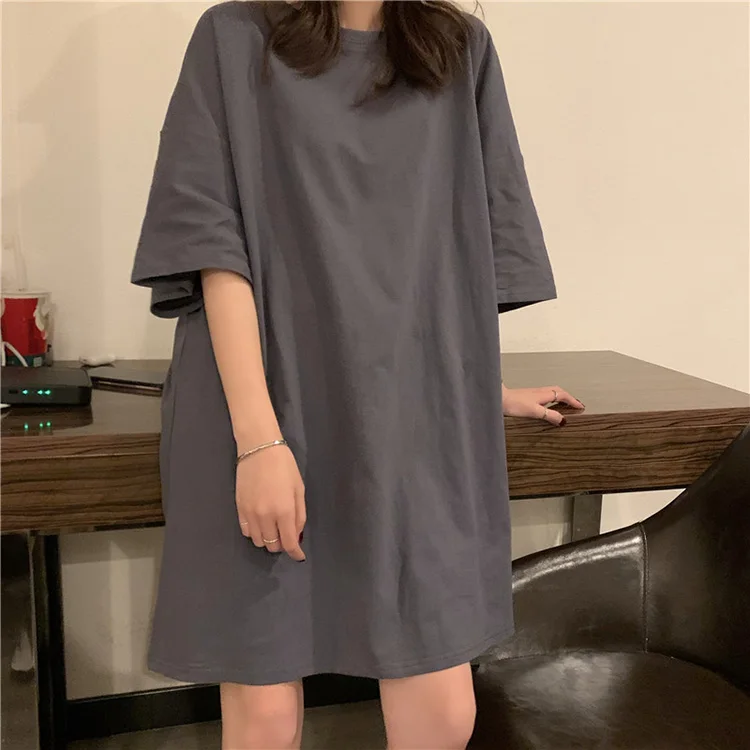 

Wholesale plus size plain solid color women's T-shirt blank loose long ladies fashion girls tshirts, Multi colors