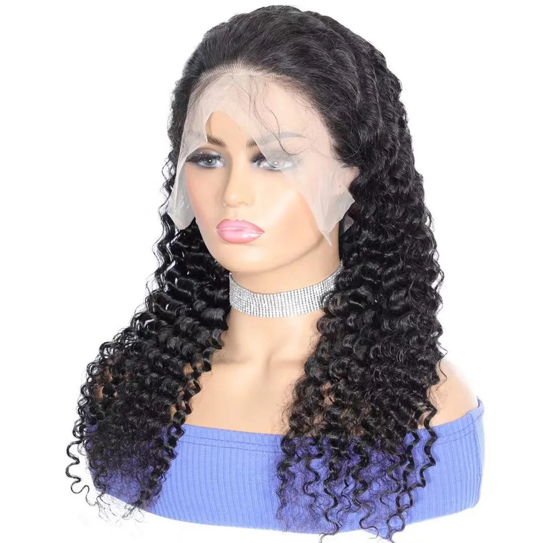 

LK2021 wholesale pre-pull human hair wig shy curly hair DD transparent former human hair wig 13#6lace front closed wig