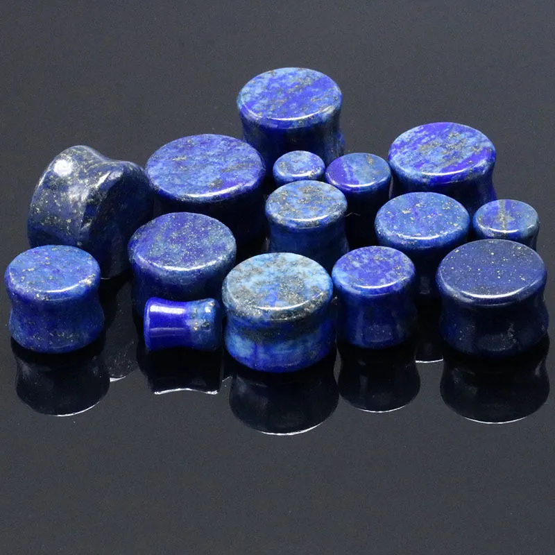 

Well-sale gemstone stone plugs double lapis stone ear plug earing