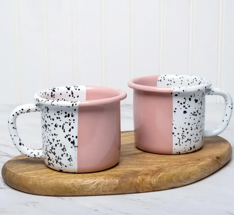 

White Enamel ceramic Cup two -tone glazed enamel Coffee Mug