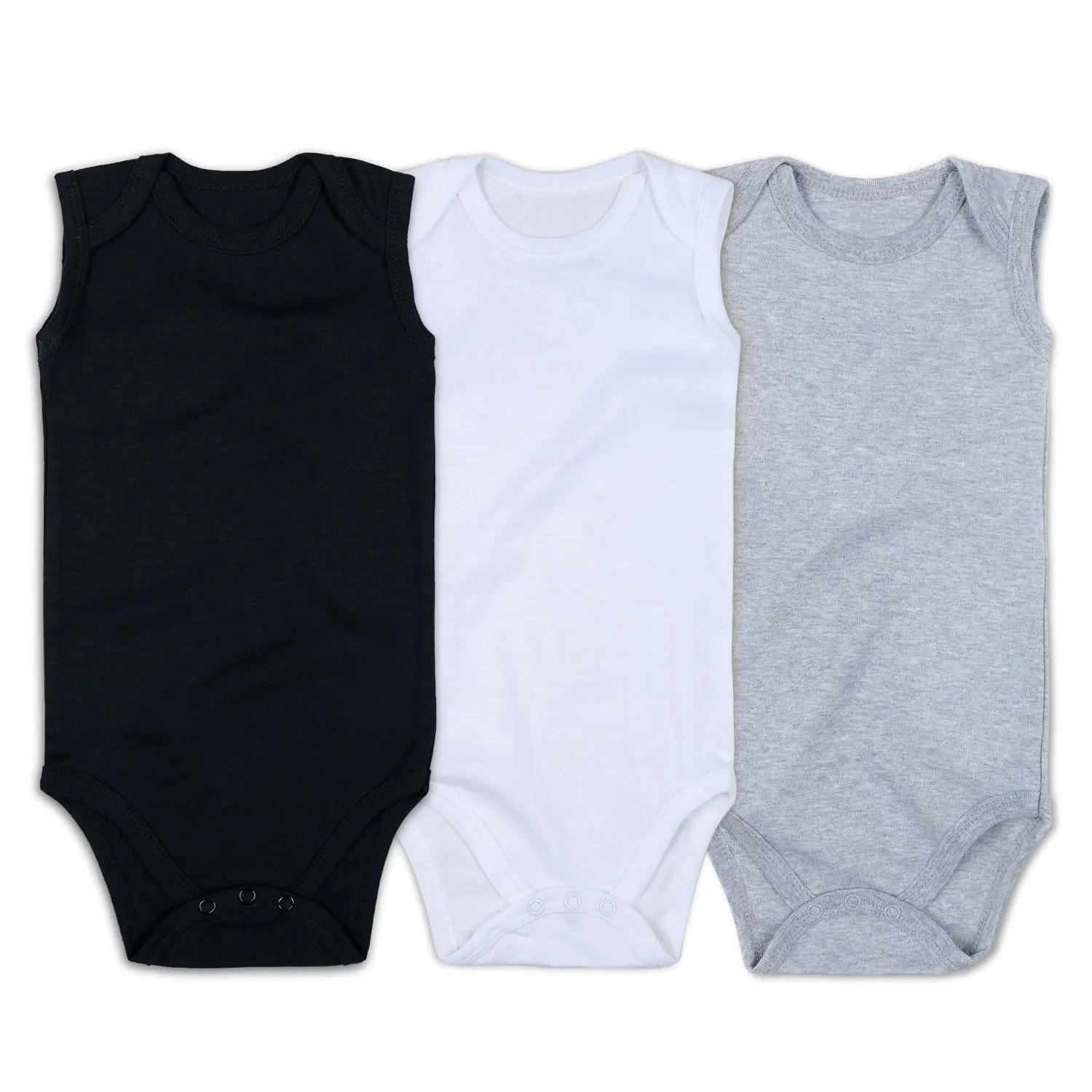 

Wholesale Summer 3Pcs Solid Color Plain Baby Clothes Sleeveless Baby Romper Newborn 100%Cotton Baby Clothing Bodysuit Organic, Mix color