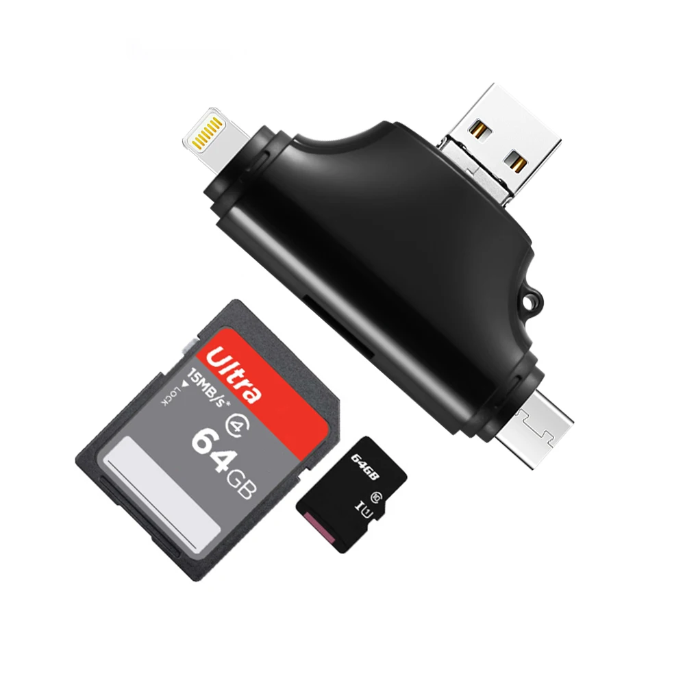 

4 in 1 usb micro usb usb c Micro TF Memory card reader for lightning port