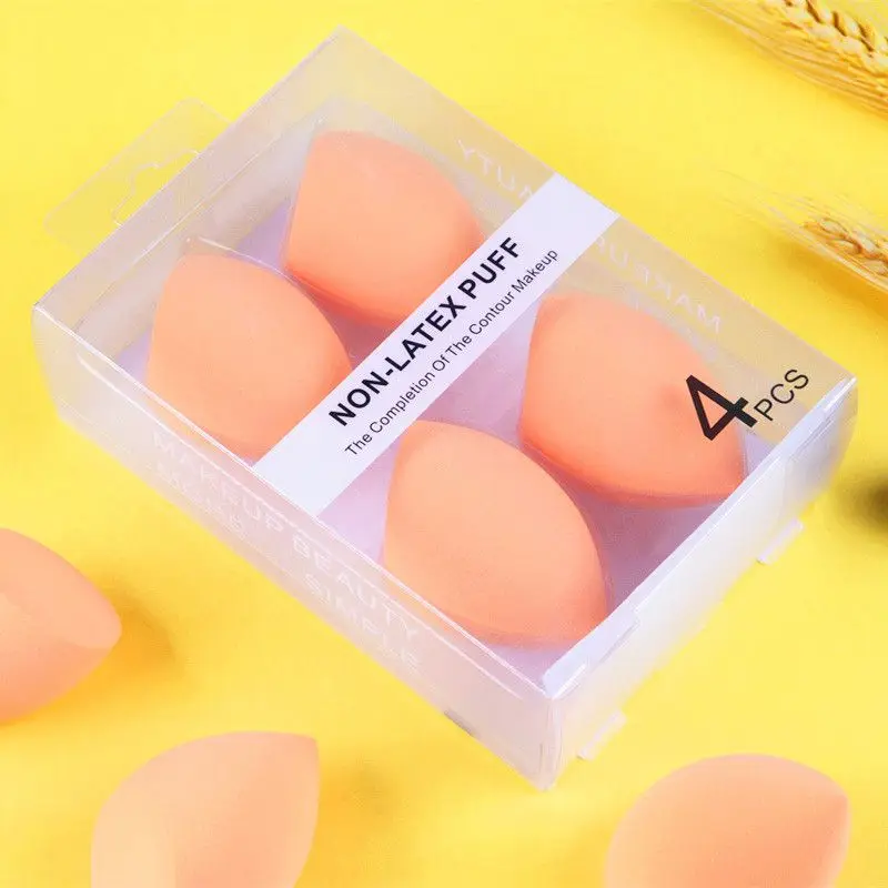 

4Pcs Hot Selling Olive Oblique Cut Cosmetic Egg Set Soft Non-Latex Makeup Puff foundation makeup sponge, As requirement