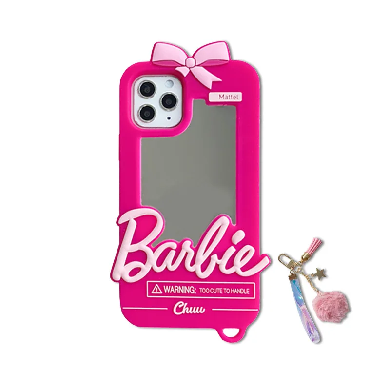 

Cute Pink Mirror for iPhone11 Phone Case XsMax/7p Silicone Barbie Phone Case 12Pro Max