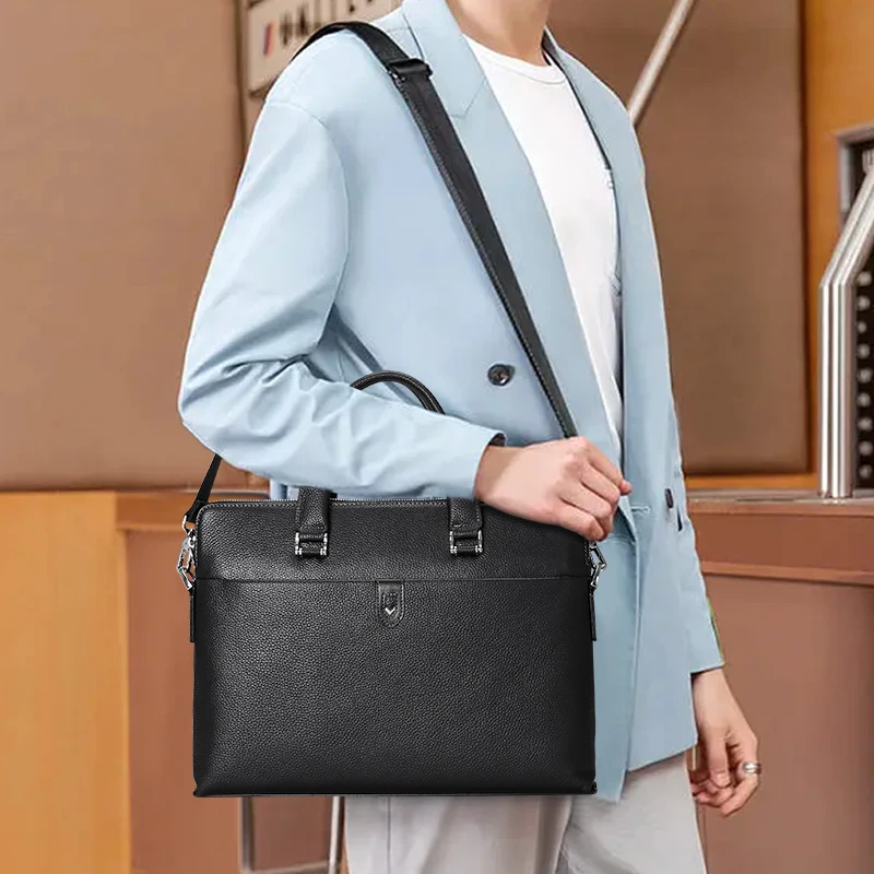 

Genuine Leather Man Bag Briefcases Laptop Briefcase Business Bags Crossbody Handbag Men's Shoulder Bag