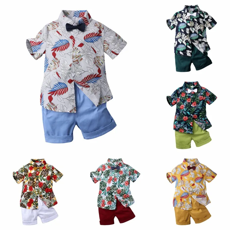 

Children's Clothing Baby Boy Summer New Children's Suit Fashion Printed Short-sleeved Shirt Top + Shorts Two-piece Suit