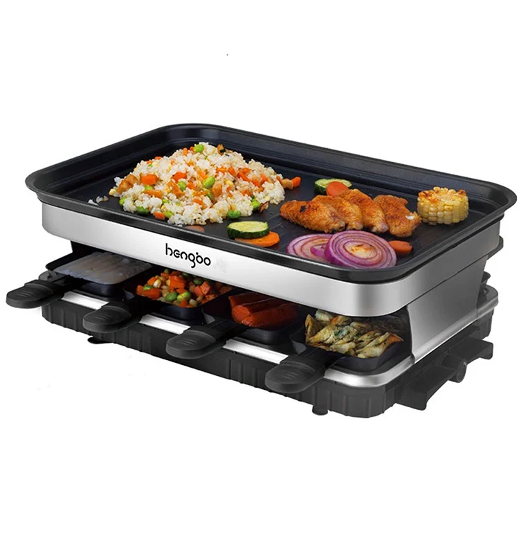 
Raclette Grill Ridged Surfaces with1500W Indoor Griddle with Non Stick Coating electric Barbecue Grill 