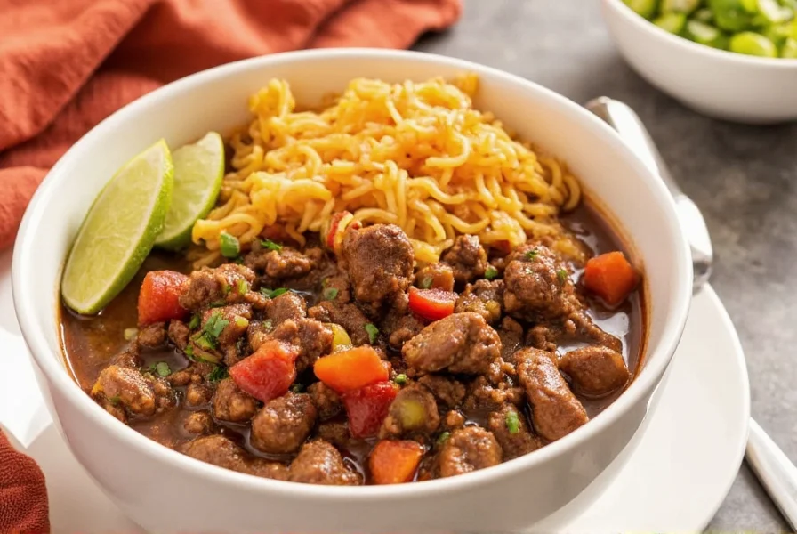 Mexican Beef Stew in a Ceramic Bowl