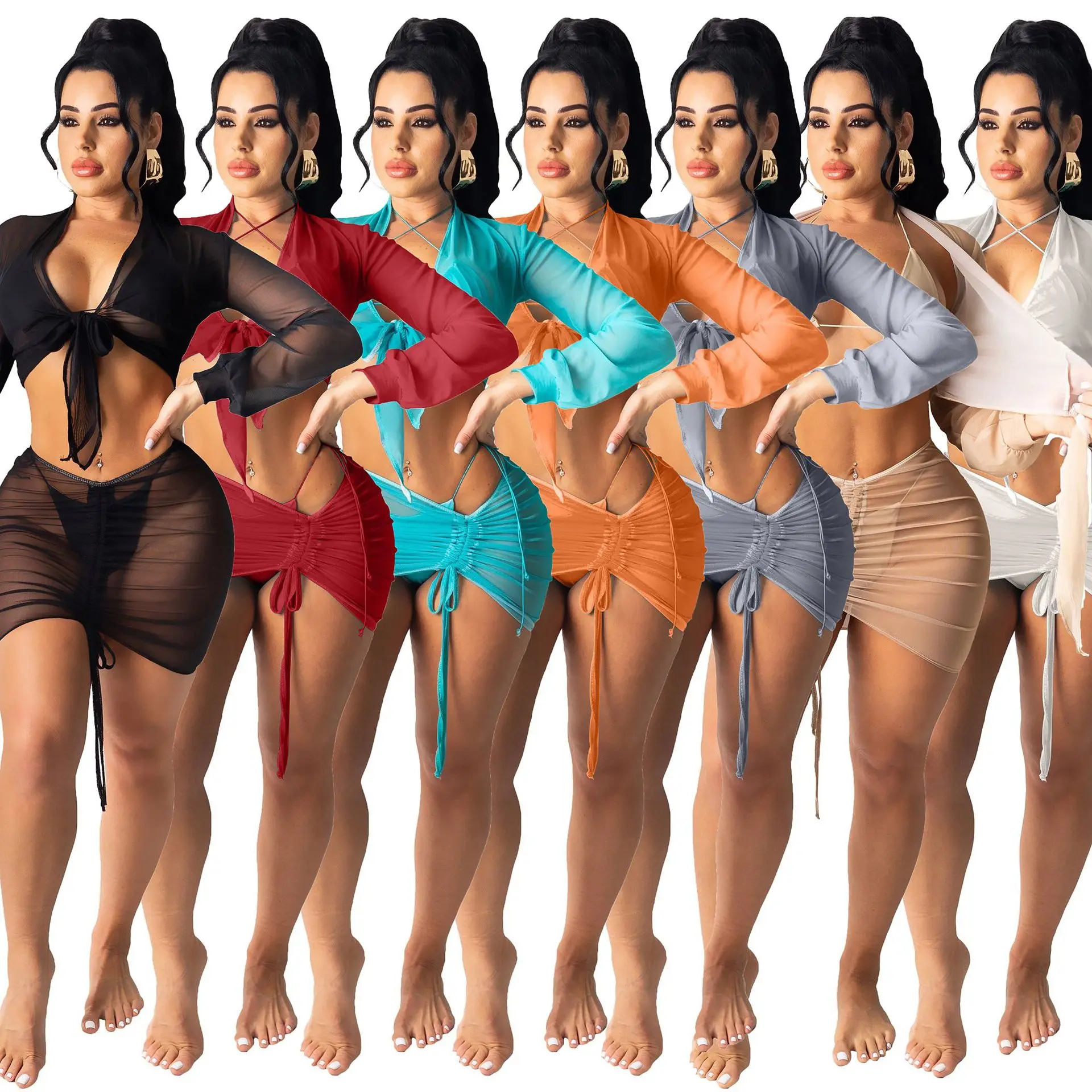 

CM2105 2021 new arrivals summer wears sexy mesh two piece set women clothing, 7 color