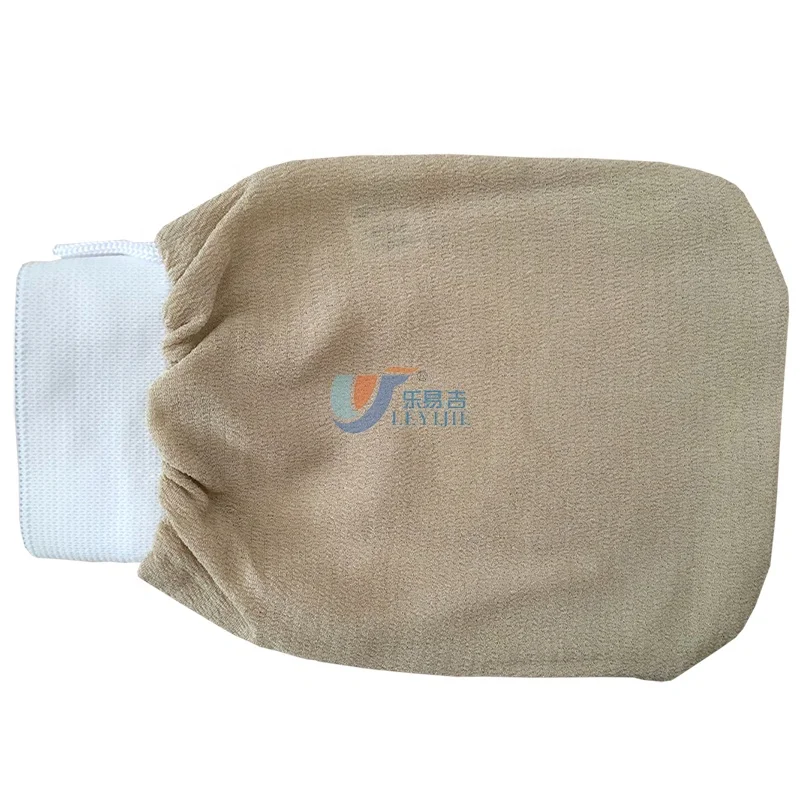 

100% Viscose Rayon Fabric Clean Body Skin Bath Massage Gloves And Exfoliating Morocco Bath Mitt, Beige