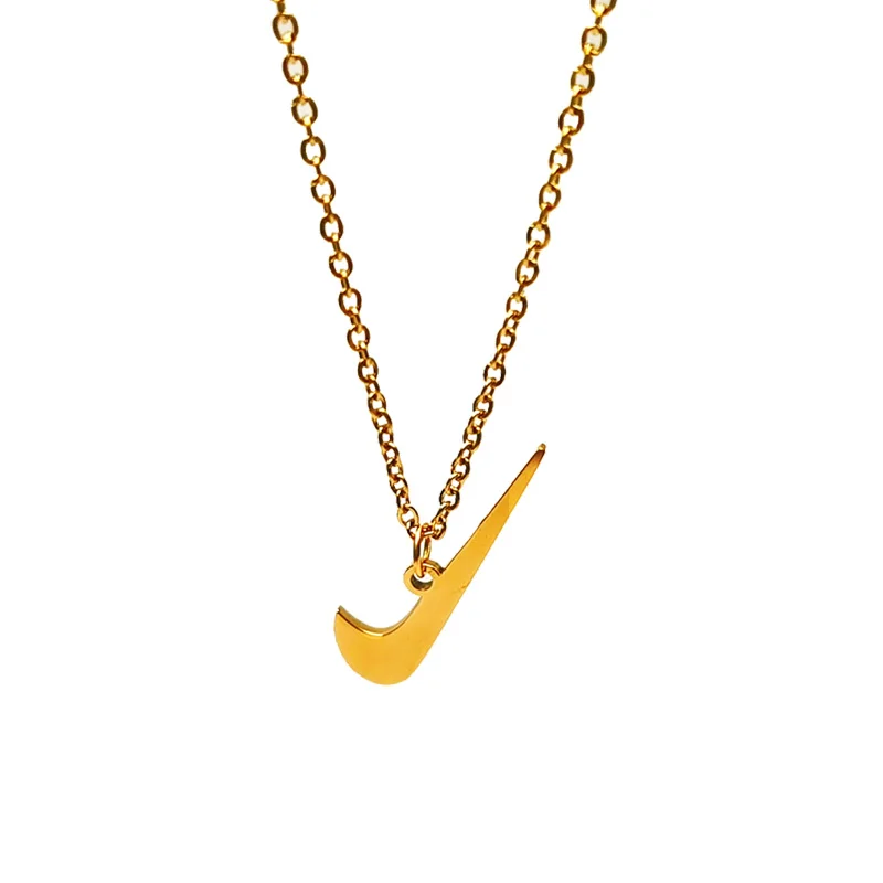 

New Products 18K Yellow Gold Plated Swoosh Pendant Jewelry Simple Small Stainless Steel Ladies Gold Customized Jewelry Necklace, Silver , gold plated, rose gold