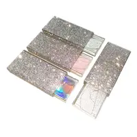 

Transparent PVC lash tray rectangle lash box Empty luxury crystal silide drawer eyelash packaging box with glitter card