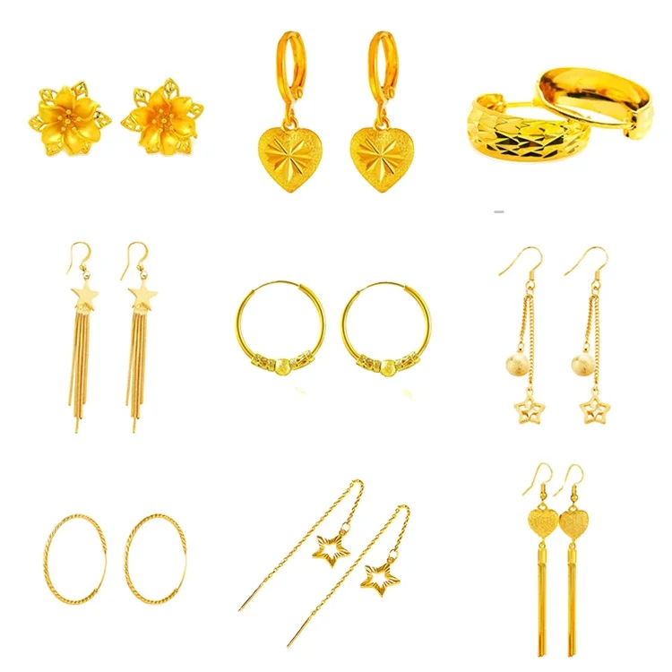 

24k gold plated earrings Wholesale Simple New Model Gold Jewelry 14k for Women