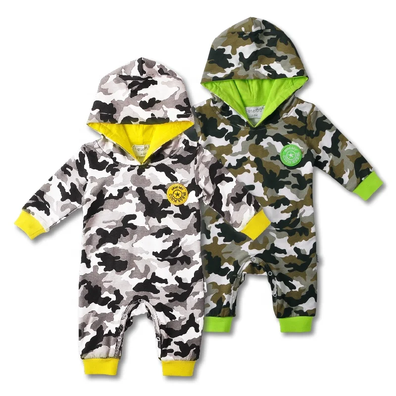 

Petelulu Warm Long Sleeve Cotton Baby Boy Clothes Autumn Winter Romper Newborn, Gray / green