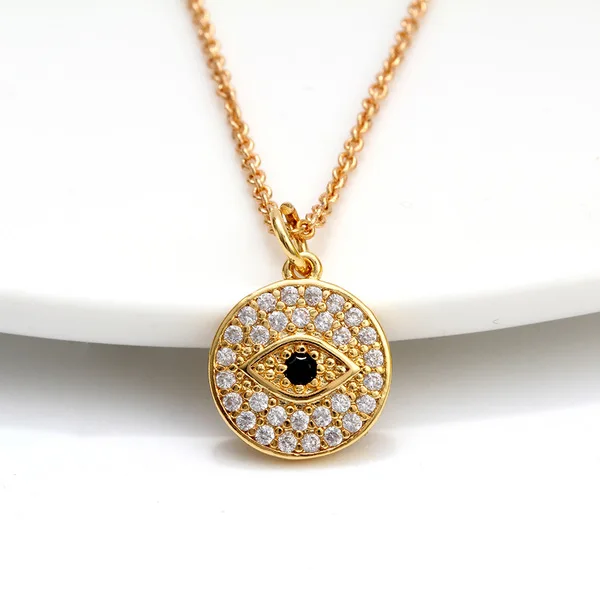 

Simple zircon round eyes necklace ornament sweater chain female devil's eye pendant