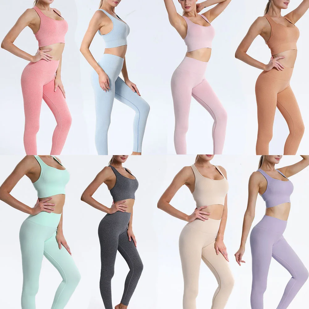 

Workout Sets Women 2 Piece Yoga Fitness Clothes Exercise Sportswear Legging Crop Top Gym Clothes, Black,yellow,golden,pink,light blue