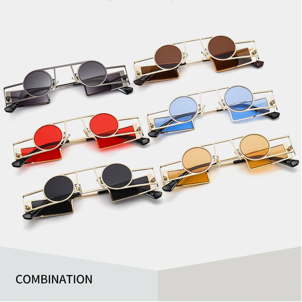 

Hot Sale Punk Round Frame Men and Women Rock Sunglasses Punk Style Sunglasses Retro Rock Round Frame Metal Sunglasses
