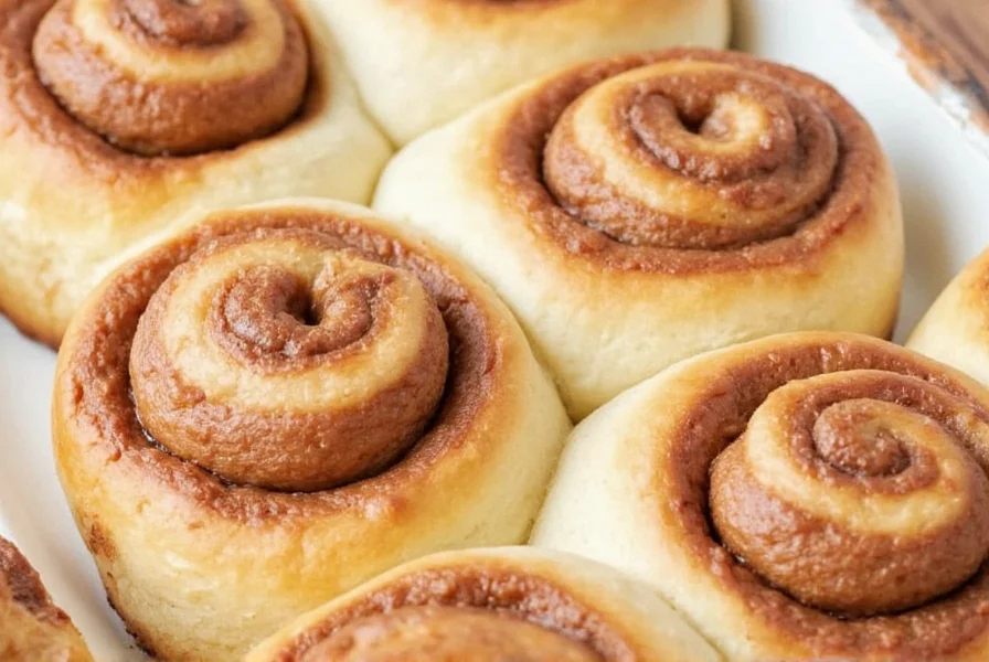 Finished non yeast cinnamon rolls with cream cheese frosting drizzled on top